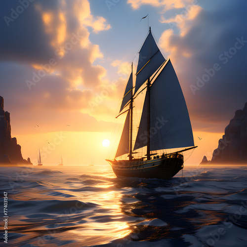 sailboat in the sea, ai-generatet