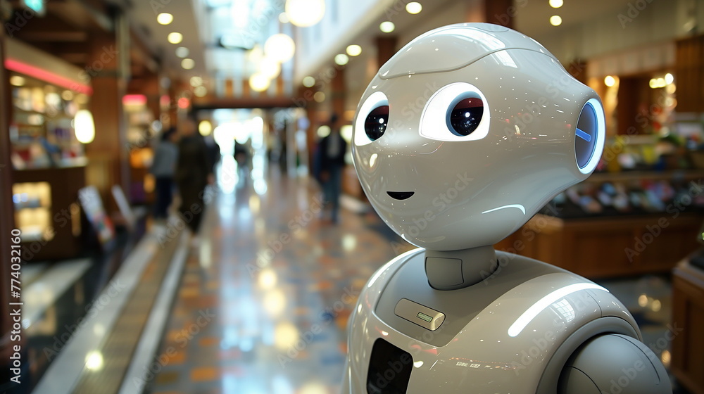 Fototapeta premium Robot Standing in Hallway