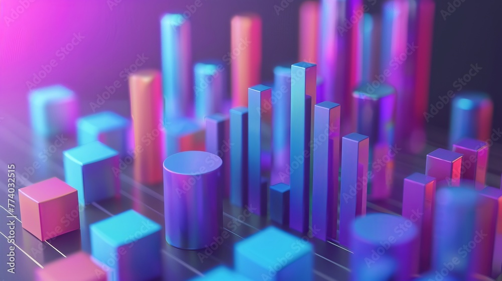 3D render icon 3D bar chart showing the growth of the EV market in different countries icon 3d vision