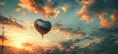Love balloons in the air