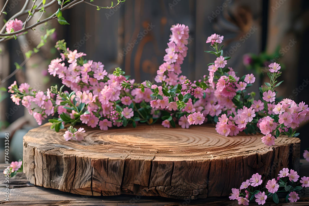 Serene Wooden Podium in Bloom