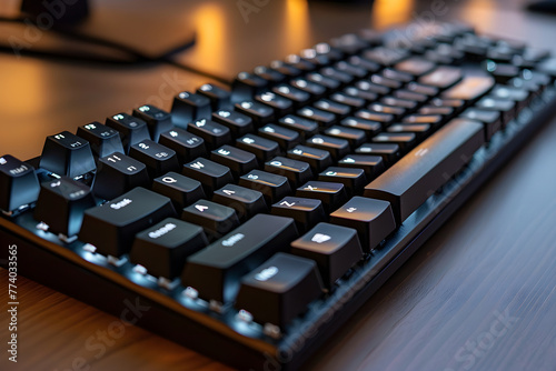 Sleek and Ergonomic LX Keyboard on a Wooden Desk Showcasing a Modern Working Environment