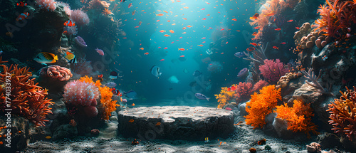 Underwater Coral Reef Display Podium