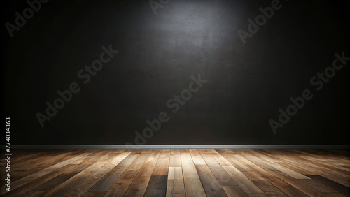 Vintage Wooden Interior Room with Empty Space Black Wall © Uncle-Ice