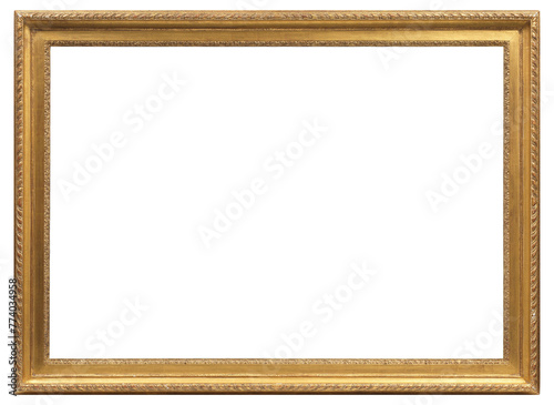 Wide picture frame in a classic design on a transparent background, in PNG format.