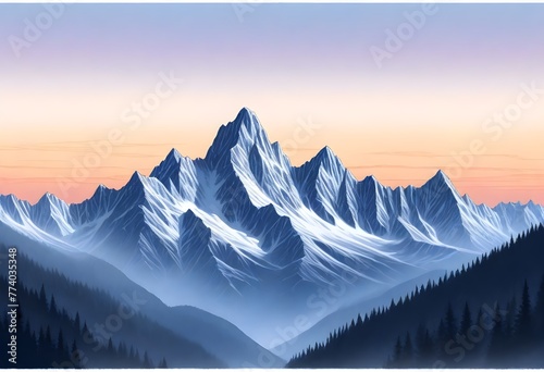 fantasy Serene mountain range at sunset majestic p (5) #774035348