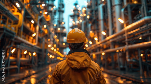 Man Wearing Hard Hat in Factory