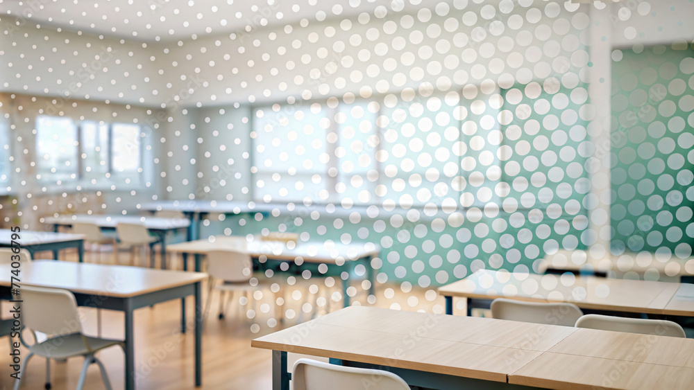 School Interior with Chairs and Contemporary Design, pattern dot, digital theme