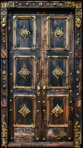 Ornate wood/gold door in Spain, Andalucia.