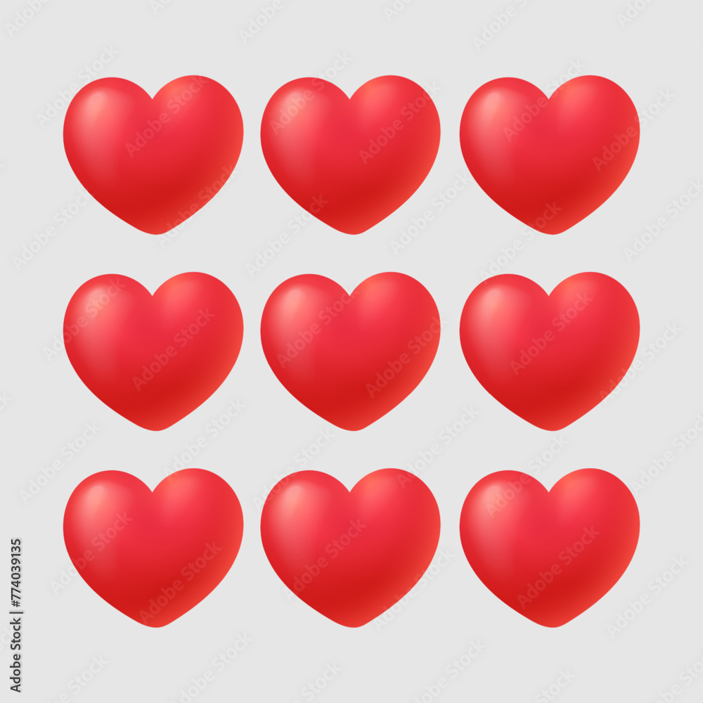 red hearts on grey pattern