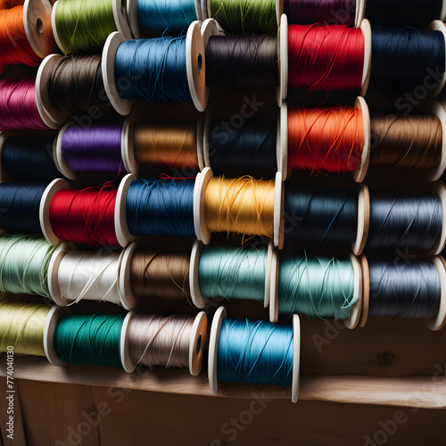colorful spools of thread, ai-generatet