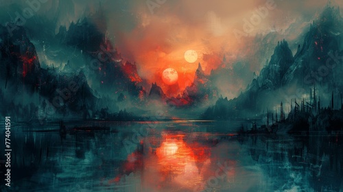 Spectacular abstract landscape inspired by thrilling adventures and timeless samurai tales.