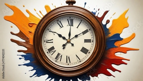 Oil painting A clock icon representing time creati (13)