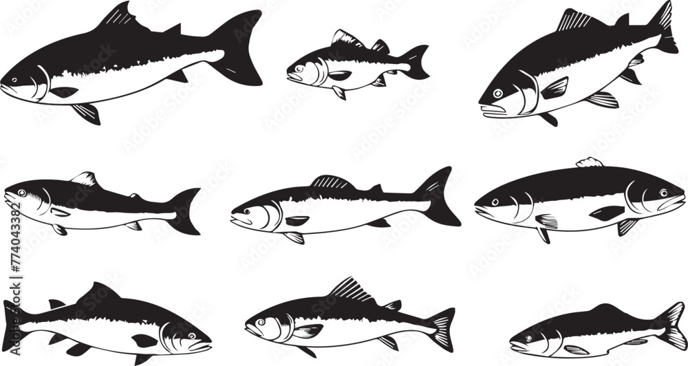 set of algae fish black silhouette isolated vector
set of algae fish black silhouette isolated vector