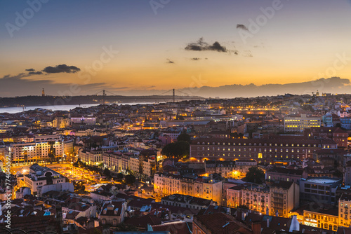 Lisbon panoramic view at dusk