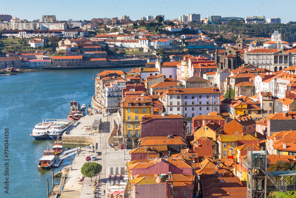 Overview of Old Town of Porto, Portugal.