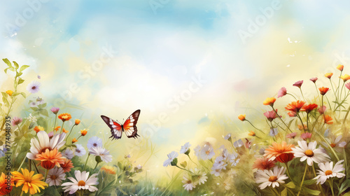 Beautiful floral, field wild flowers with copy space.