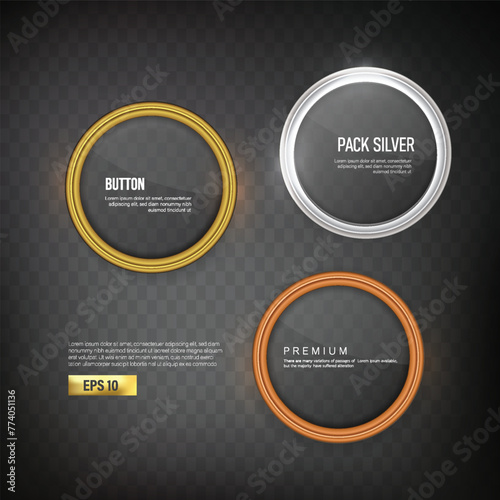 Button set circle modern color gold silver and red 2 EPS 10
