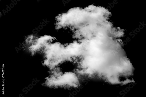 White cloud on a black background. Stylish and minimalist design for creative projects. The contrast of the white cloud against the black background makes a bold statement.