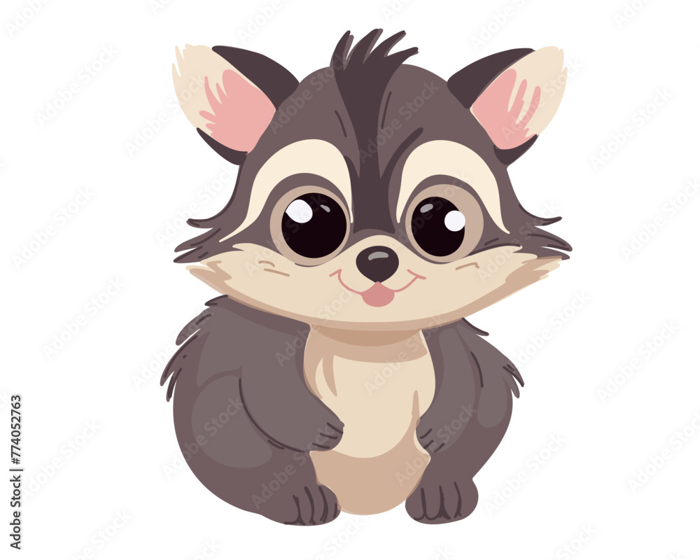 Cute raccoon, hand drawn vector illustration.