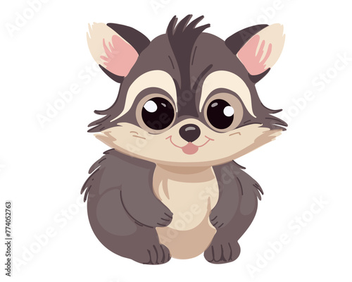 Cute raccoon  hand drawn vector illustration.
