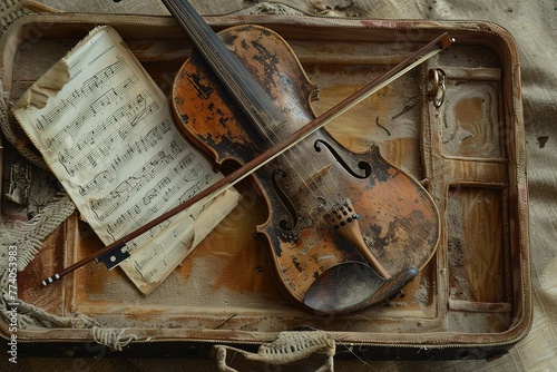 Ai sfondo con violino e note musicali 03 photo