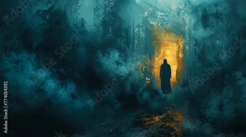 Compelling abstract composition with elements of detective mystery and horror, offering a visually stunning backdrop for your creative projects.