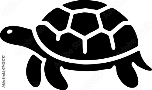 Tortue design plat, vecteur noir sur fond transparent
