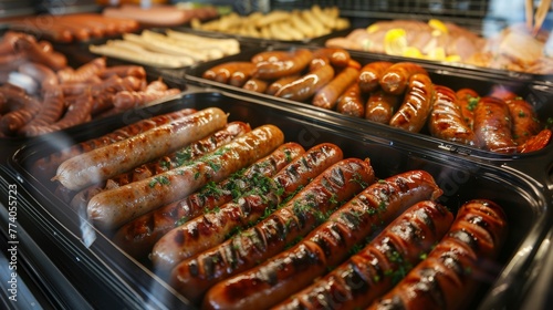 For lunch, sausage food can be eaten with barbecue meat