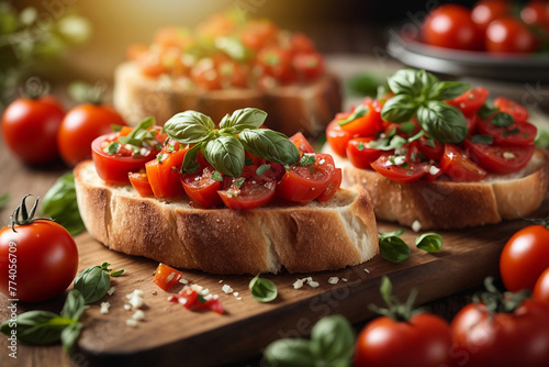 Tomato Bruschetta - Tasty Food at Table