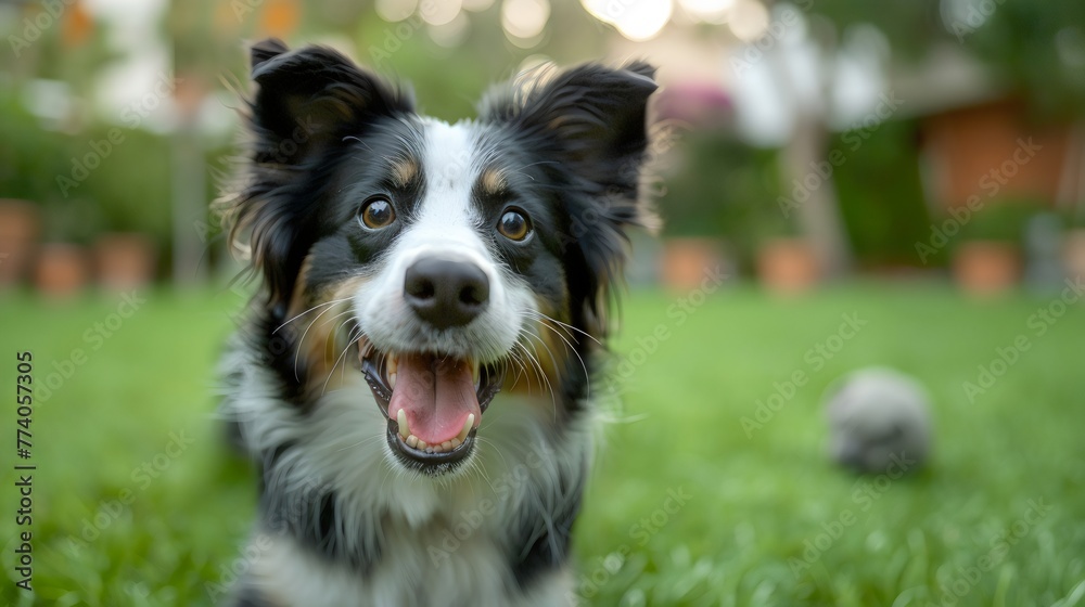 Playful Border Collie Ready for Fun in the Garden Playful Border Collie Ready for Fun in the Garden