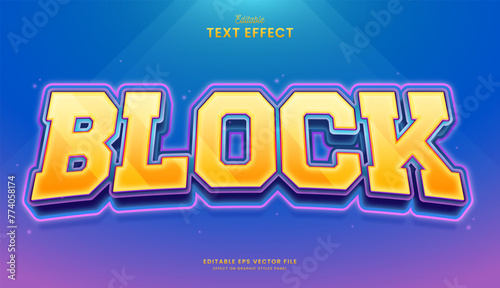 decorative 3D color block editable text effect vector design © OreNyee