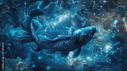 Mystical sign of the zodiac in the sign of fish with a starry sky © Lubos Chlubny