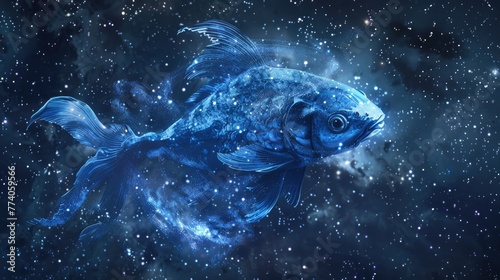 Mystical sign of the zodiac in the sign of fish with a starry sky © Lubos Chlubny