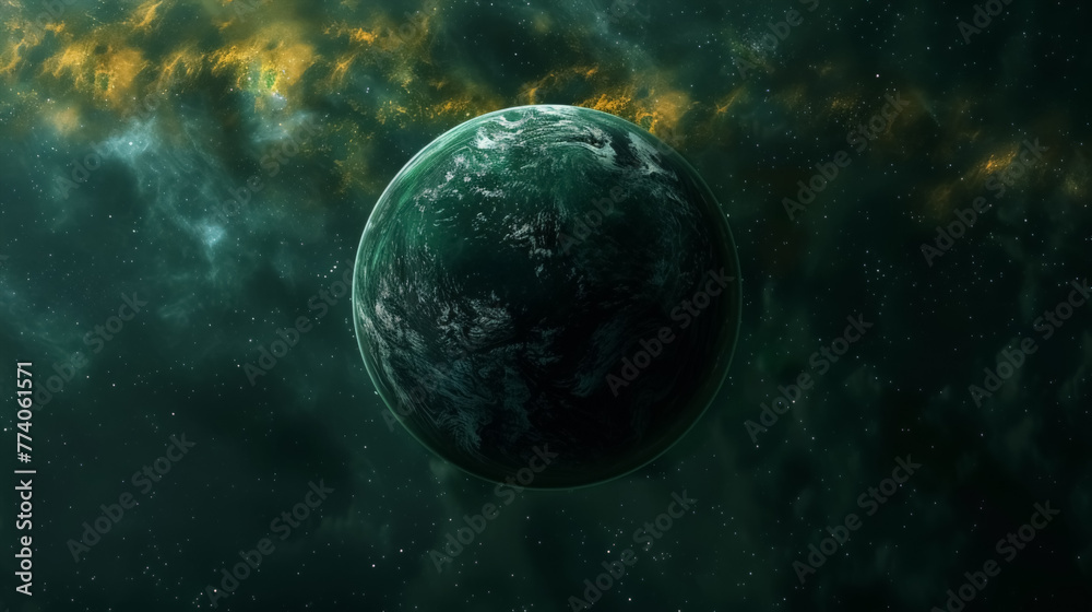 Earth in the cosmic sky, abstract space background of a planet in the universe. Beautiful simple AI generated image in 4K, unique.