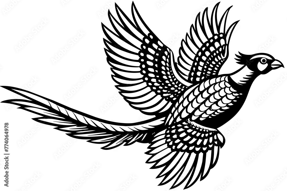 pheasant-flies--vector-illustration pheasant-flies--vector-illustration
