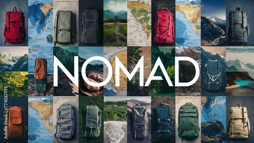 Nomadic Journey: Collage of Travel Bags Representing Nomadic Lifestyle