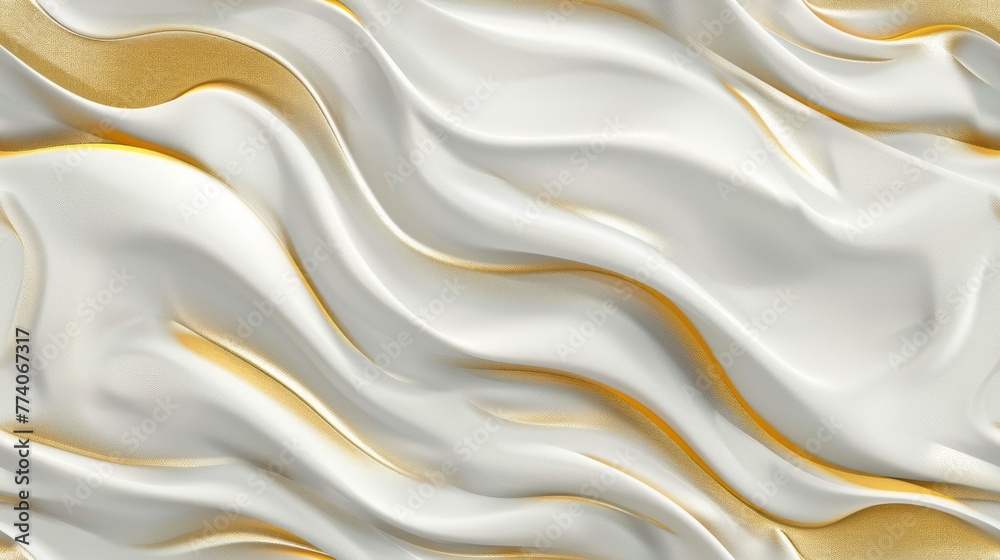 Obraz premium Seamless Wavy White and Gold Abstract Pattern Background