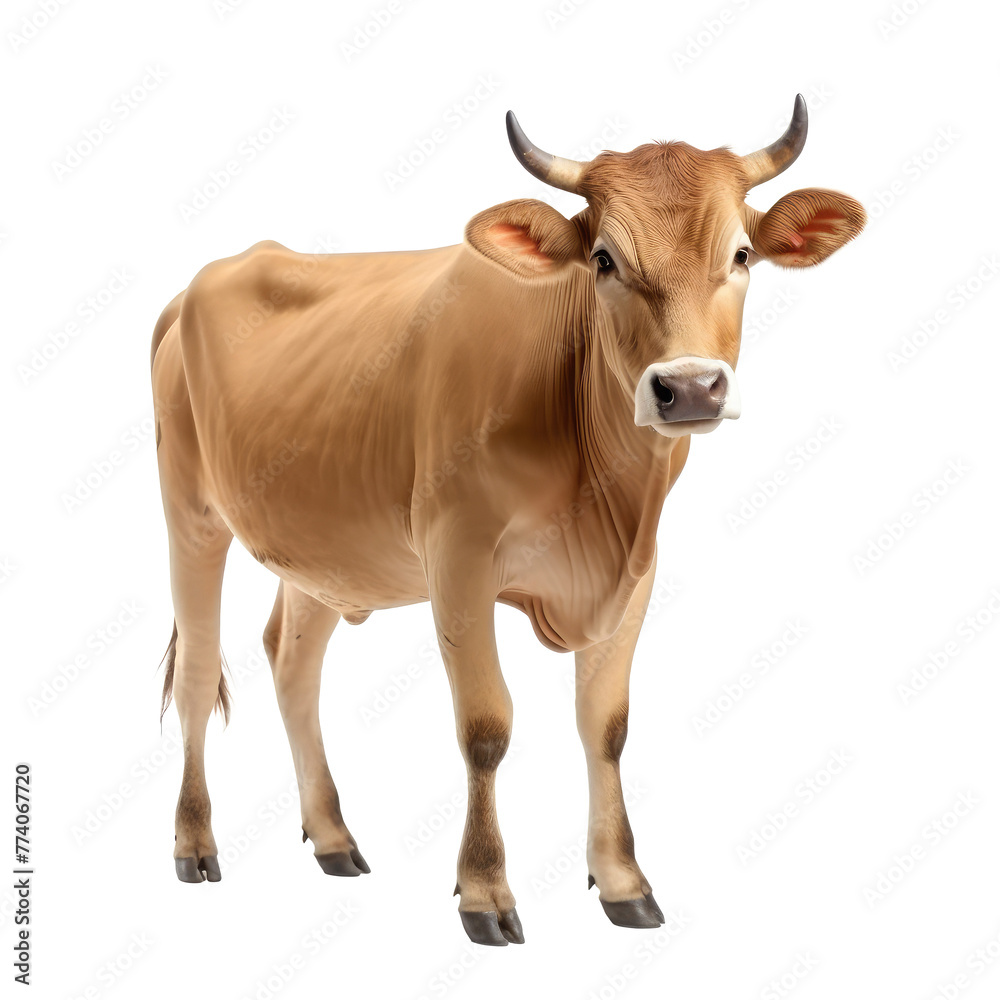 Beautiful cow looking isolated on white