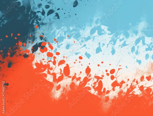 Sky Blue red orange gradient gritty grunge vector brush stroke color halftone pattern