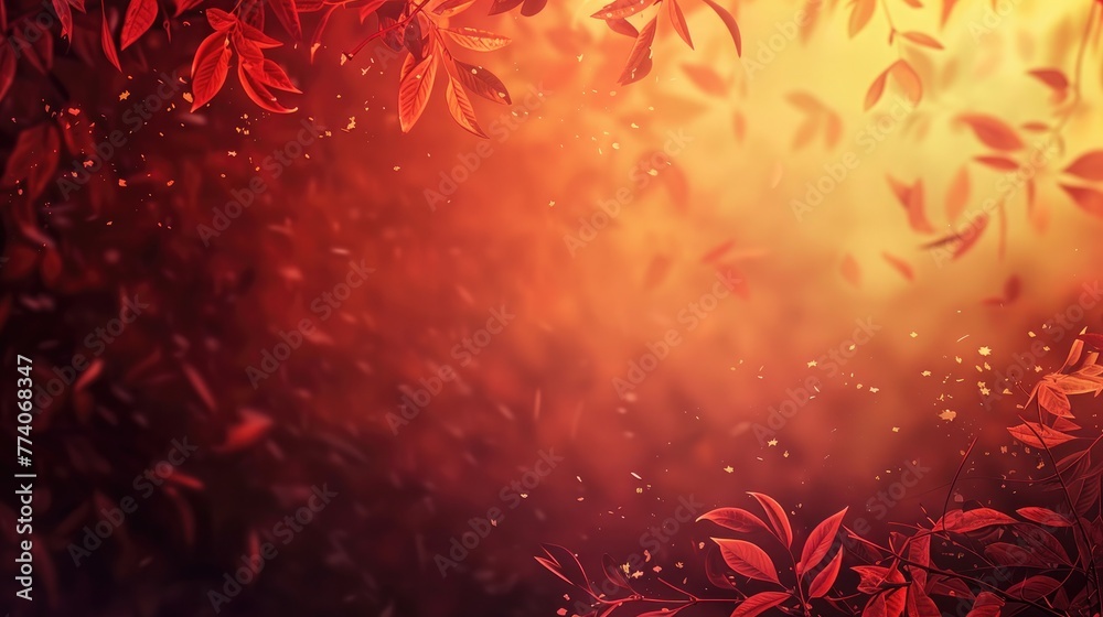 Autumn abstract background with falling leaves and copyspace for text