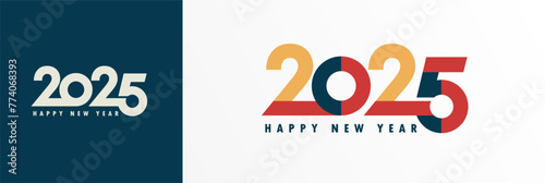 2025 happy new year typography logo design concept. Happy New Year 2025, business template for banners, greeting cards or calendar cover. Vector illustration