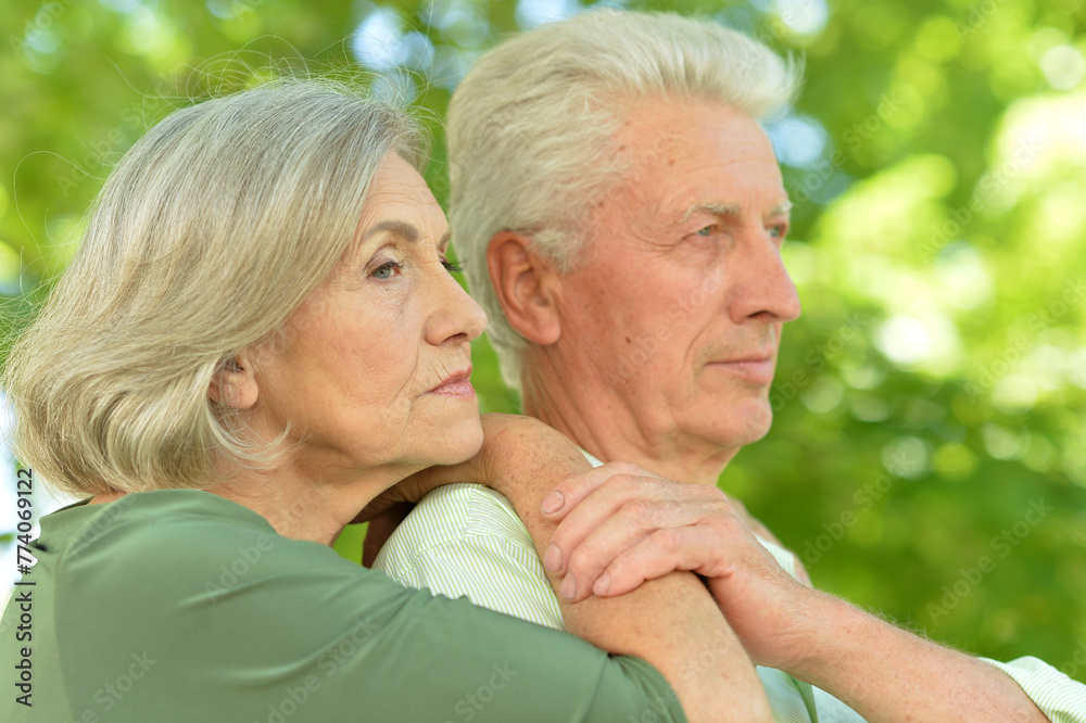 Portrait of a happy senior couple in summer outside Portrait of a happy senior couple in summer outside