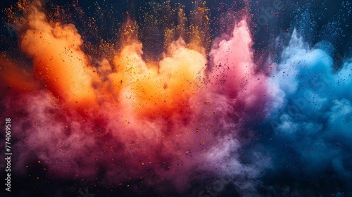 A colorful explosion of colored powder on an abstract backdrop. Colorful explosion on an abstract backdrop.