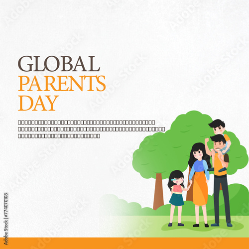 An affectionate image of a family with parents and children, celebrating the unconditional love and support of parents on Global Parents Day
