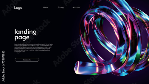 Dynamic Holographic Swirl: Modern Landing Page Template
