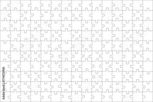 Puzzles grid template. Jigsaw puzzle pieces, thinking game and jigsaws detail frame design. Business assemble metaphor or puzzles game challenge vector.