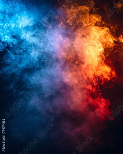 The smoke is orange, yellow, and purple
