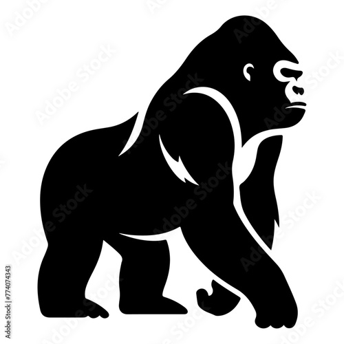 a minimal and simple animal Gorilla vector silhouette, black color silhouette, white background 2