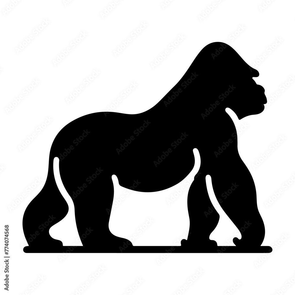 a minimal and simple animal Gorilla vector silhouette, black color silhouette, white background 17
